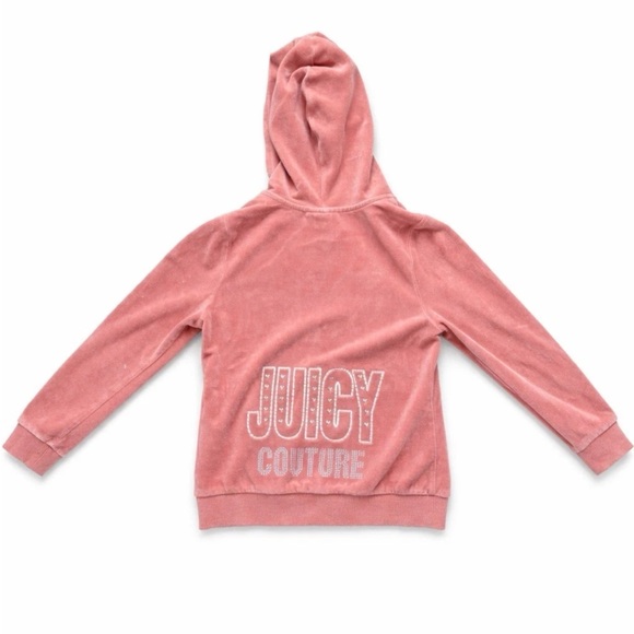 Juicy Couture Kids Velour Hoodie in Soft Pink - Picture 2 of 5